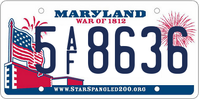 MD license plate 5AF8636