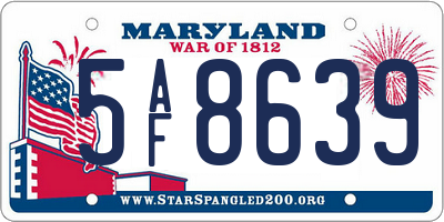 MD license plate 5AF8639
