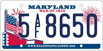 MD license plate 5AF8650