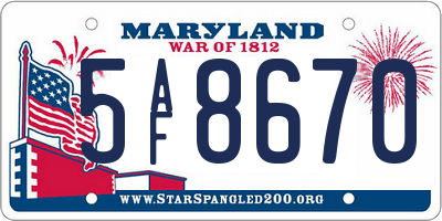 MD license plate 5AF8670
