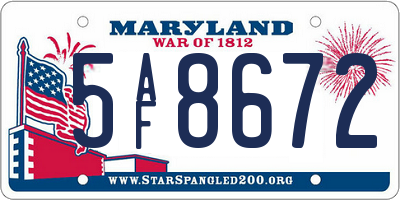 MD license plate 5AF8672