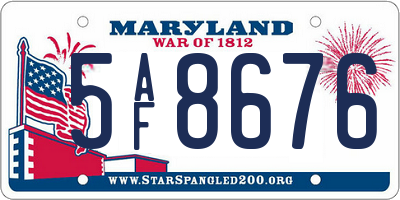 MD license plate 5AF8676