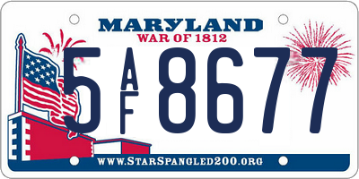 MD license plate 5AF8677