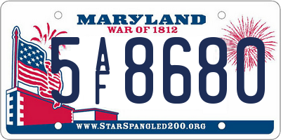 MD license plate 5AF8680