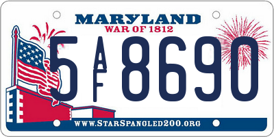 MD license plate 5AF8690