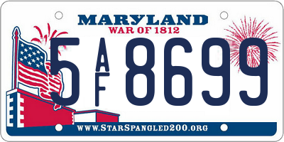 MD license plate 5AF8699