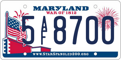 MD license plate 5AF8700