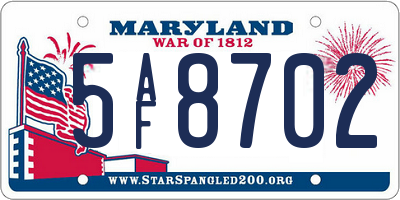 MD license plate 5AF8702
