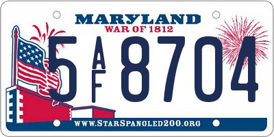 MD license plate 5AF8704