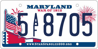 MD license plate 5AF8705