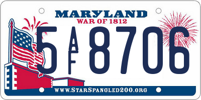 MD license plate 5AF8706