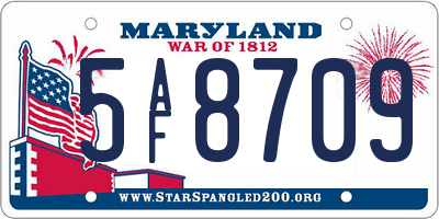MD license plate 5AF8709