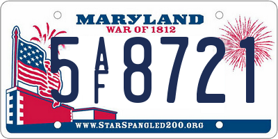 MD license plate 5AF8721