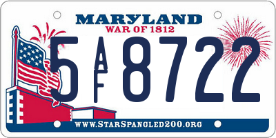 MD license plate 5AF8722