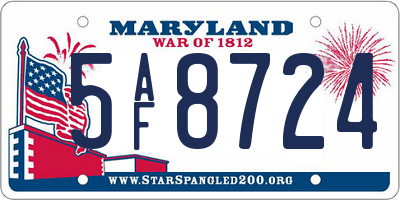 MD license plate 5AF8724