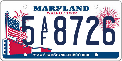 MD license plate 5AF8726