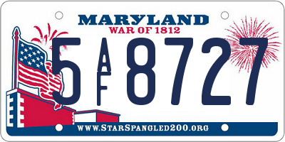 MD license plate 5AF8727