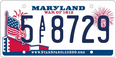 MD license plate 5AF8729