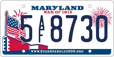 MD license plate 5AF8730