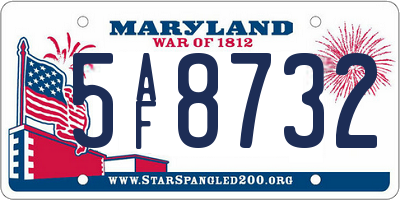 MD license plate 5AF8732