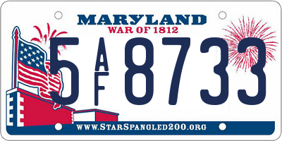 MD license plate 5AF8733