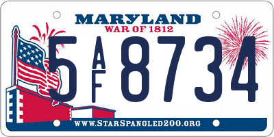 MD license plate 5AF8734