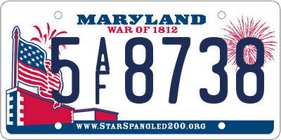 MD license plate 5AF8738