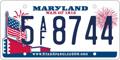 MD license plate 5AF8744
