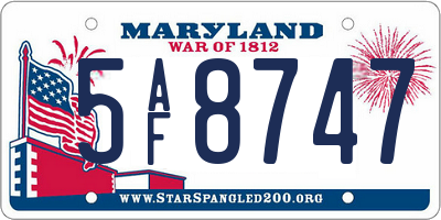 MD license plate 5AF8747