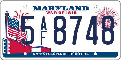 MD license plate 5AF8748
