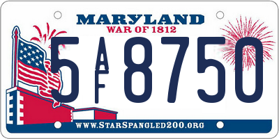 MD license plate 5AF8750