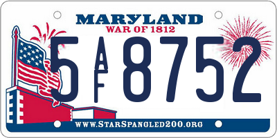 MD license plate 5AF8752