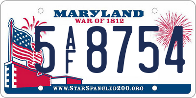 MD license plate 5AF8754