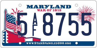 MD license plate 5AF8755