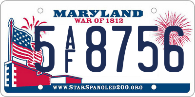 MD license plate 5AF8756