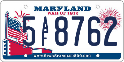 MD license plate 5AF8762