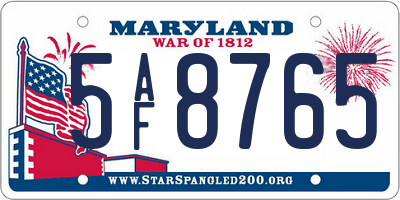 MD license plate 5AF8765