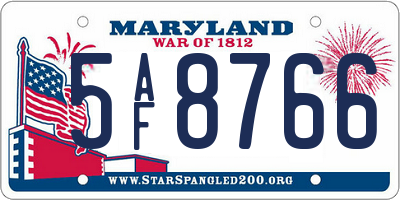MD license plate 5AF8766