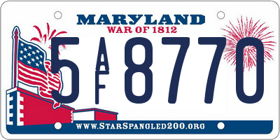 MD license plate 5AF8770