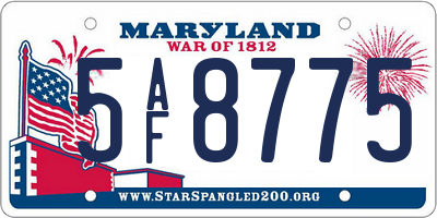 MD license plate 5AF8775