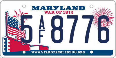MD license plate 5AF8776