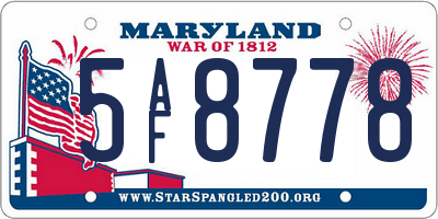 MD license plate 5AF8778