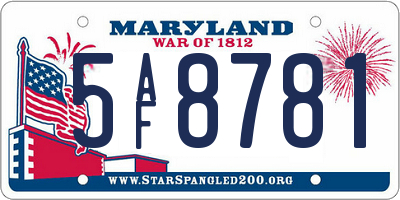 MD license plate 5AF8781