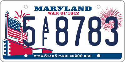 MD license plate 5AF8783