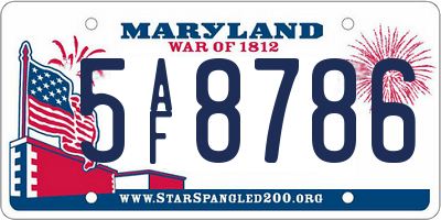 MD license plate 5AF8786