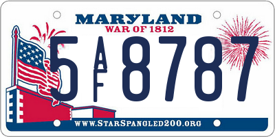 MD license plate 5AF8787