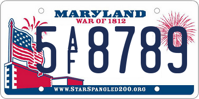 MD license plate 5AF8789