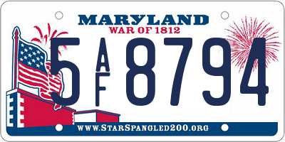 MD license plate 5AF8794