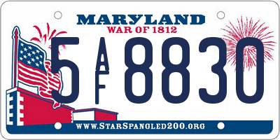 MD license plate 5AF8830