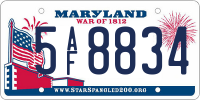 MD license plate 5AF8834